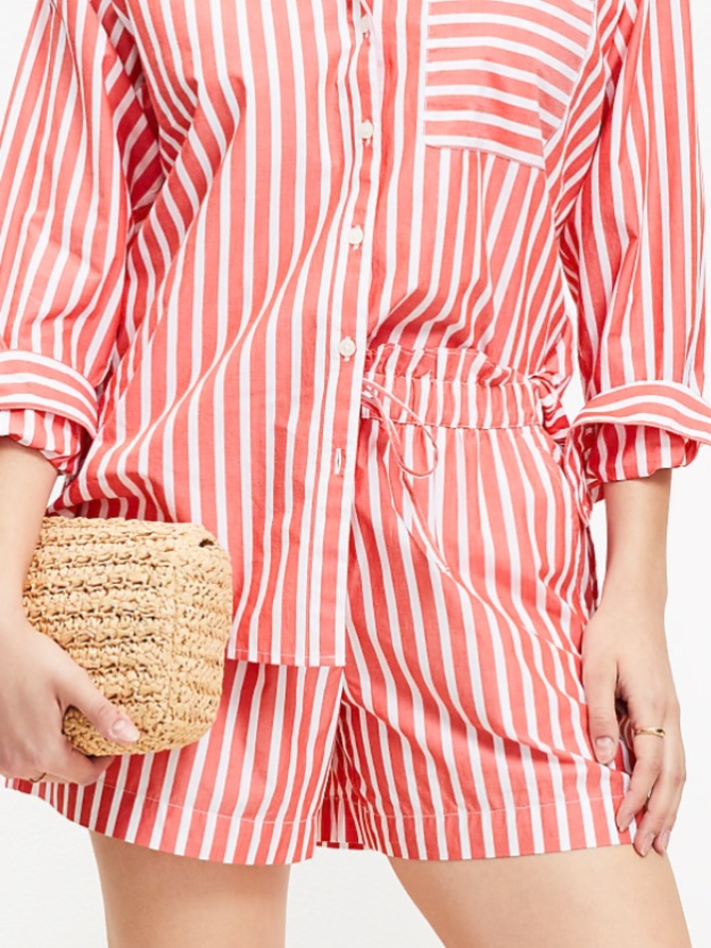 LOFT Breezy Shorts in Striped Poplin